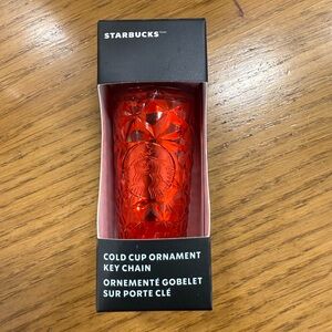 Starbucks Red Faceted Cold Cup Key Chain